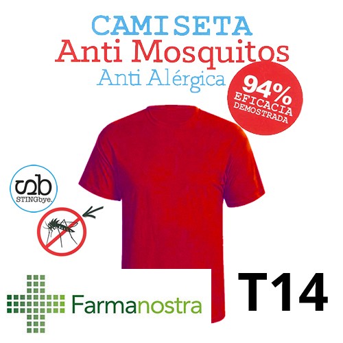 Camiseta antimosquitos stingbye camiseta manga corta  | talla t14 | color rojo